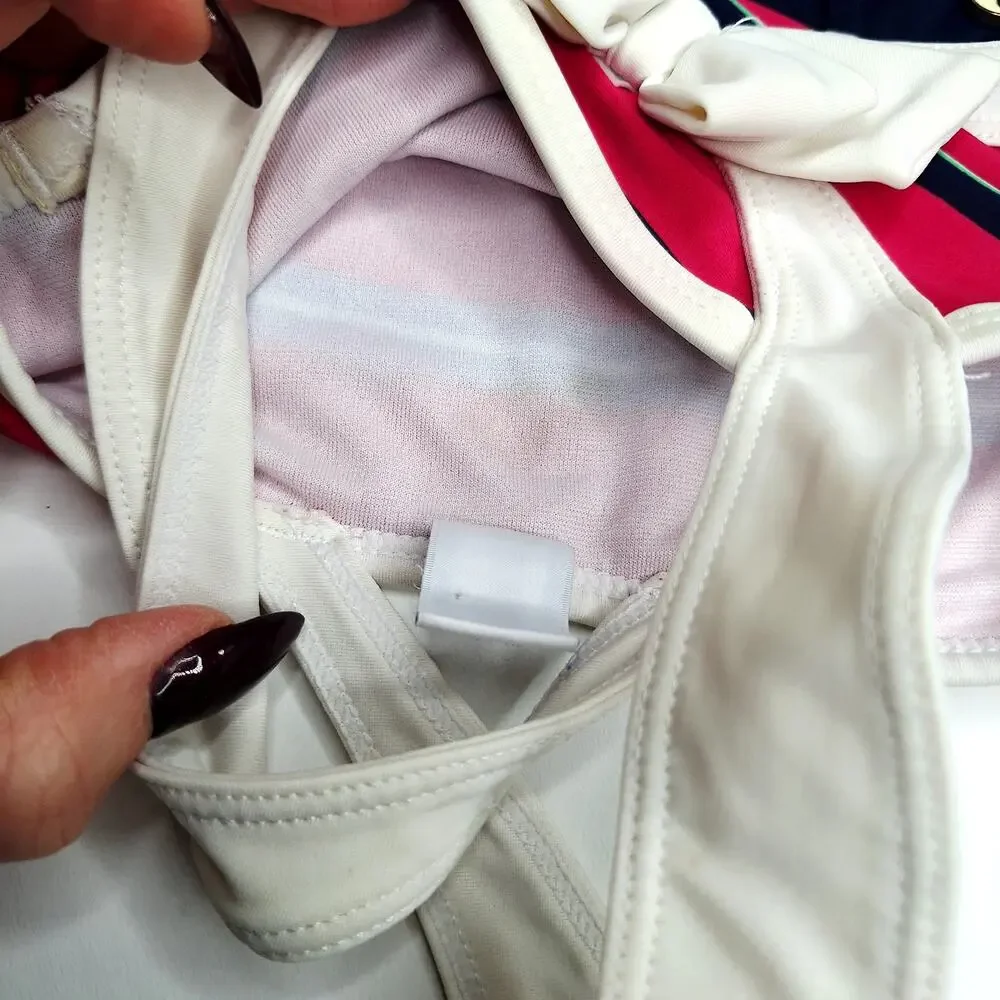 Janie and Jack Sailor Swimsuit Baby Girl 12-18mo Nautical Stripe One Piece Retro